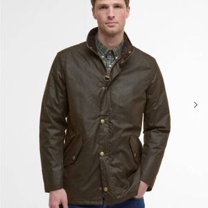 Barbour Men’s Prestbury Waxed Cotton Jacket in Olive